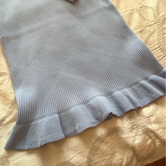 J. Crew Blue Ribbed Sheath Dress Long Sleeve Mock Neck - Picture 3 of 11